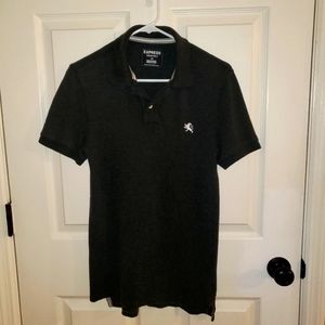 Men's Express Size Small Charcoal Grey Fitted Pique Polo